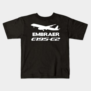 Embraer E195-E2 Silhouette Print (White) Kids T-Shirt